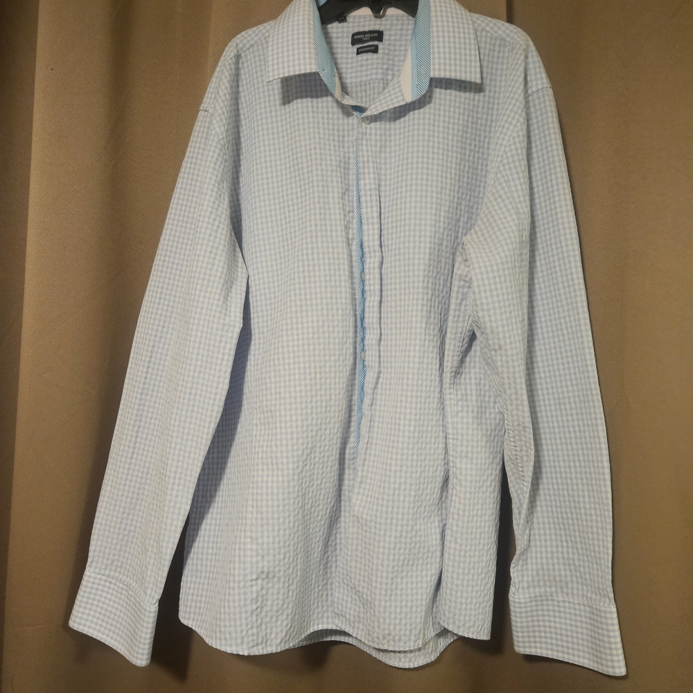 Classic Blue Checkered Men's Dress Shirt